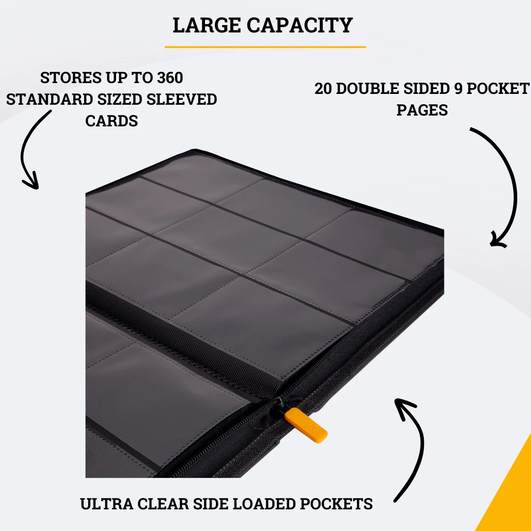 Card Guardian 9 Pocket Premium Binder with Zipper for 360 Cards