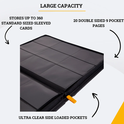Card Guardian 9 Pocket Premium Binder with Zipper for 360 Cards